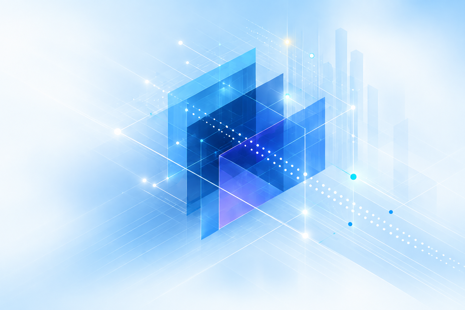 Abstract blue crystalline panels representing resilient security